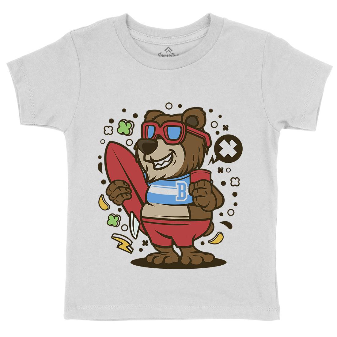 Bear Surfing Kids Organic Crew Neck T-Shirt Surf C492