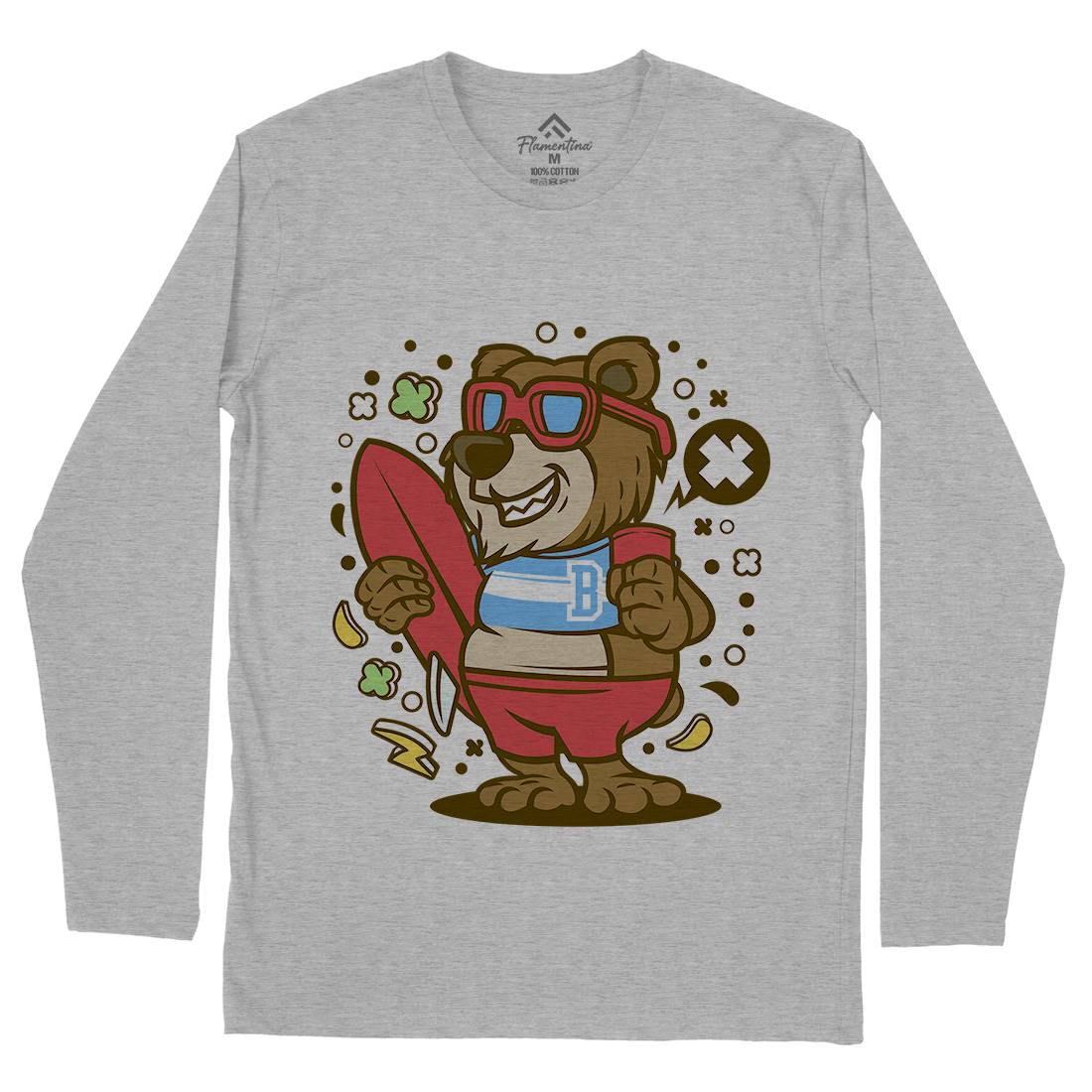 Bear Surfing Mens Long Sleeve T-Shirt Surf C492