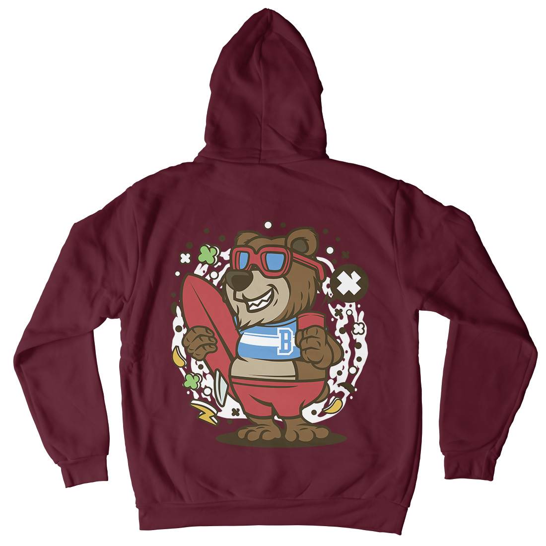 Bear Surfing Mens Hoodie With Pocket Surf C492