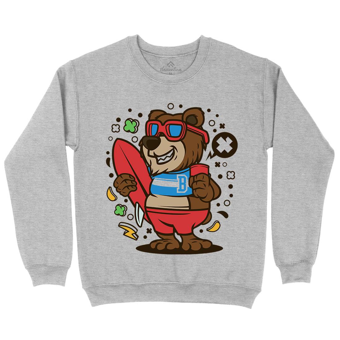 Bear Surfing Kids Crew Neck Sweatshirt Surf C492