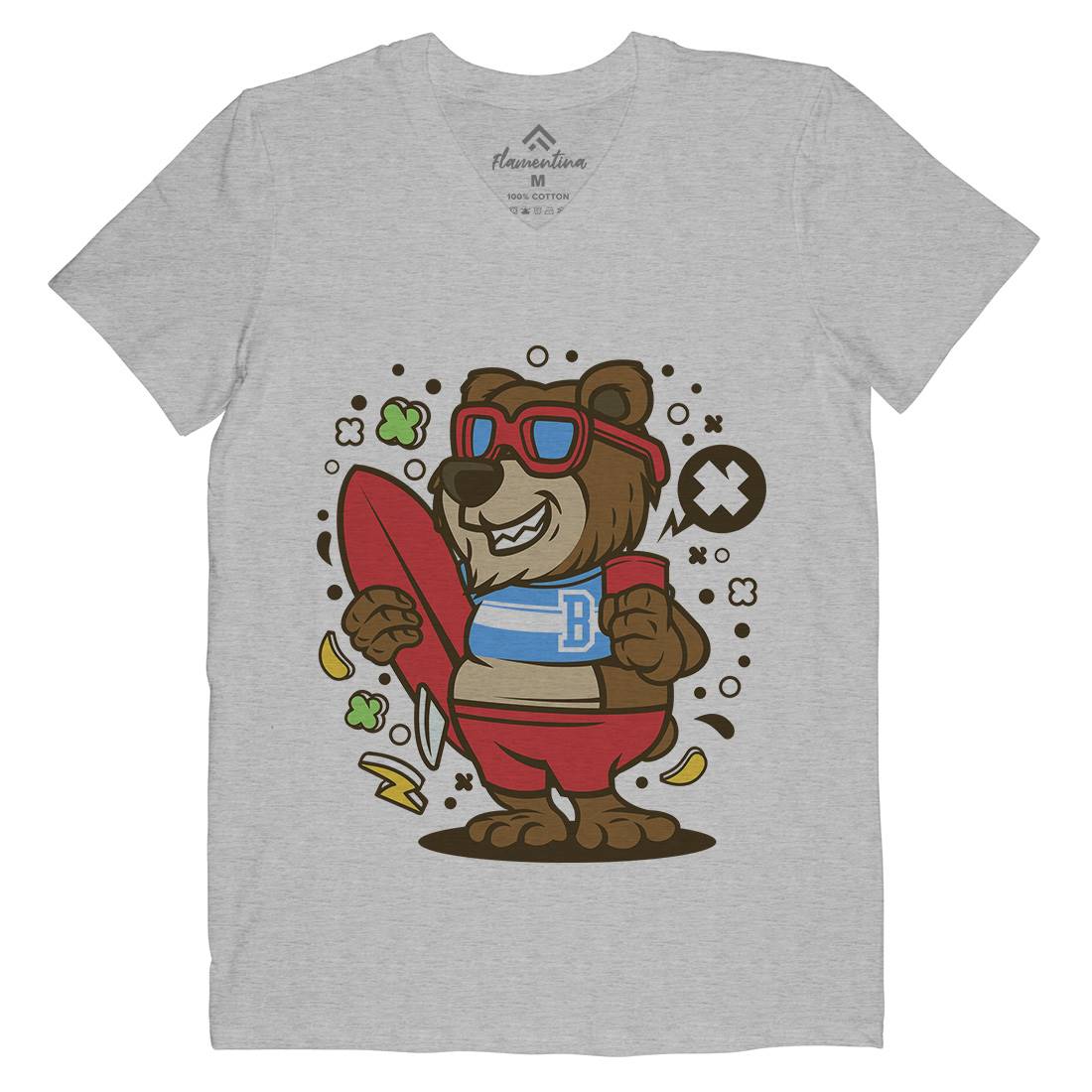 Bear Surfing Mens V-Neck T-Shirt Surf C492