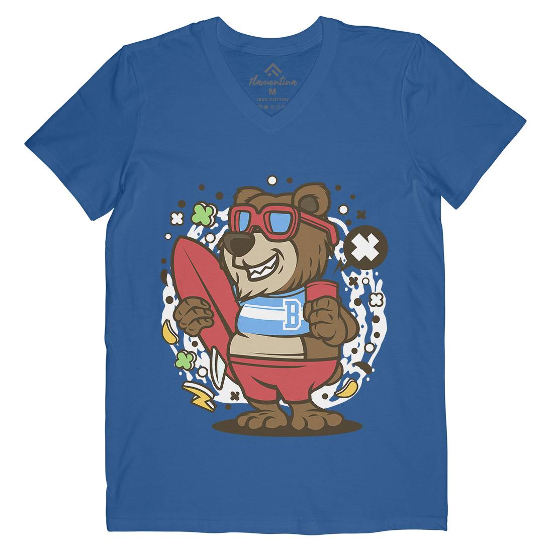 Bear Surfing Mens V-Neck T-Shirt Surf C492