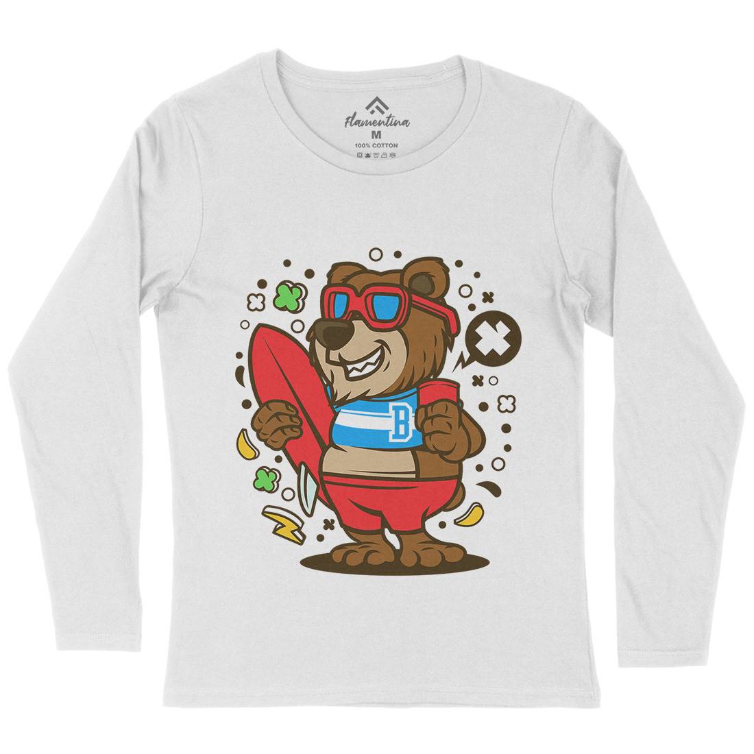 Bear Surfing Womens Long Sleeve T-Shirt Surf C492