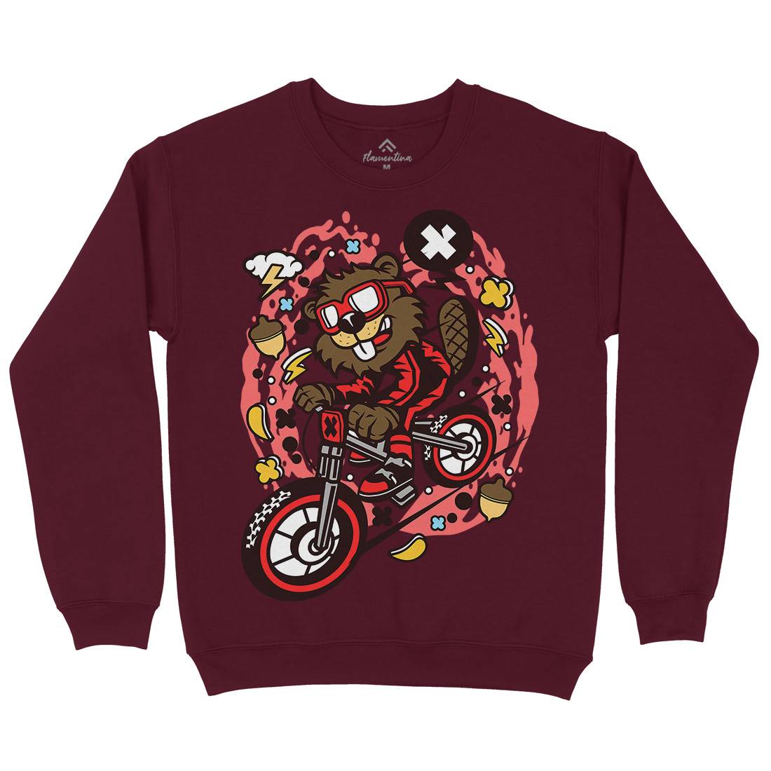 Beaver Downhill Kids Crew Neck Sweatshirt Bikes C493