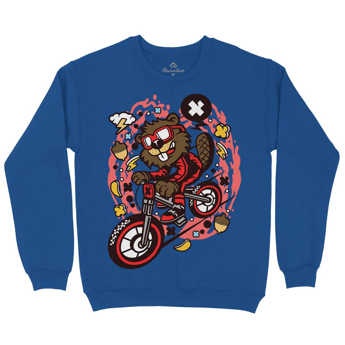 Beaver Downhill Kids Crew Neck Sweatshirt Bikes C493