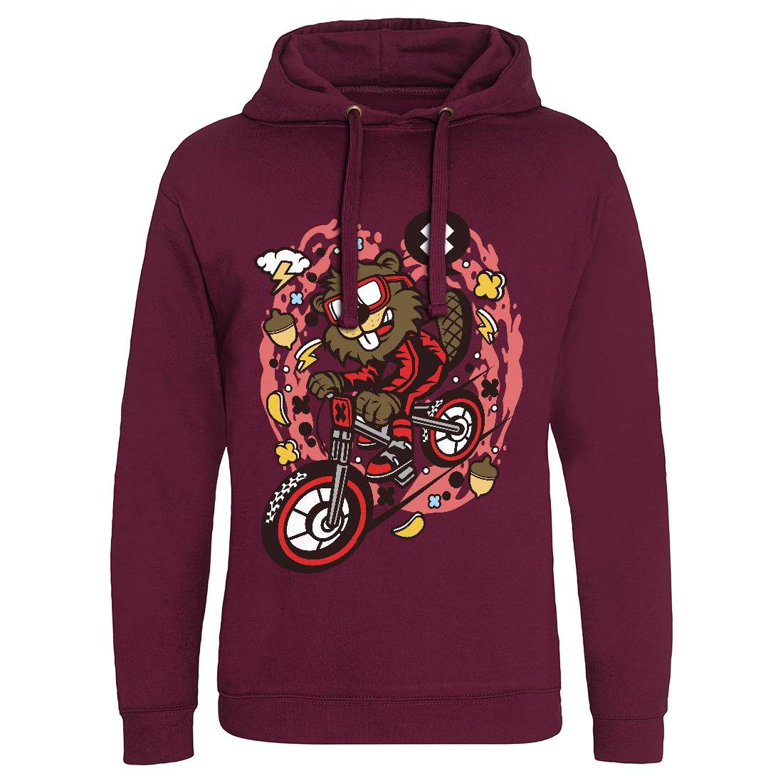 Beaver Downhill Mens Hoodie Without Pocket Bikes C493