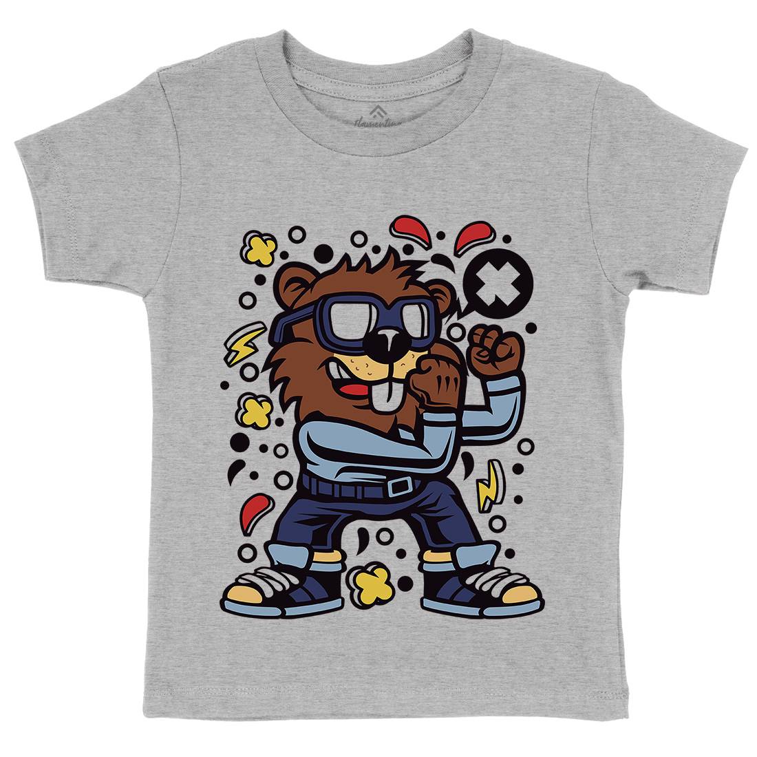 Beaver Fighter Kids Organic Crew Neck T-Shirt Sport C494
