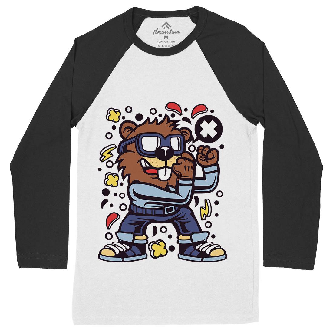 Beaver Fighter Mens Long Sleeve Baseball T-Shirt Sport C494