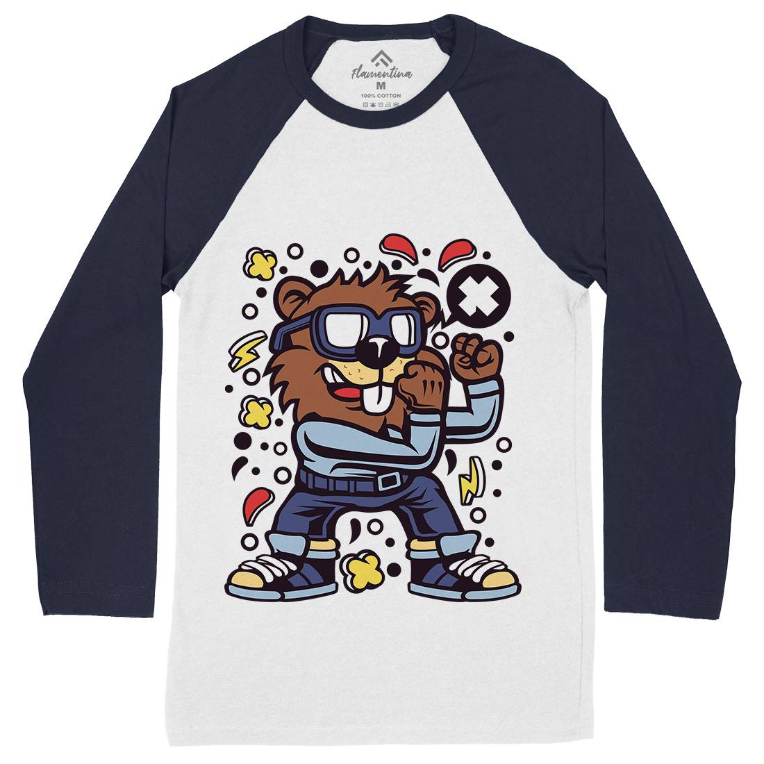 Beaver Fighter Mens Long Sleeve Baseball T-Shirt Sport C494