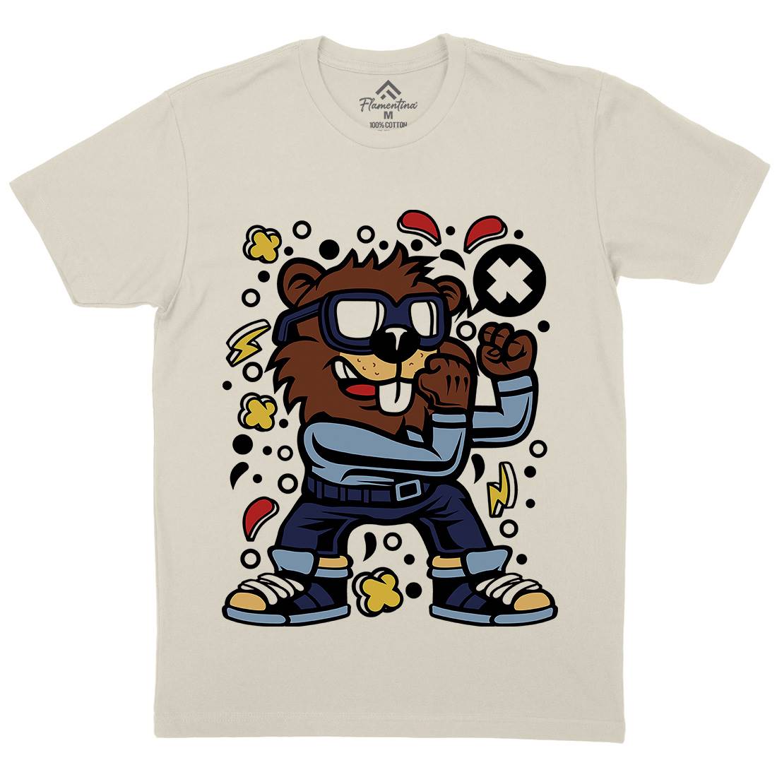 Beaver Fighter Mens Organic Crew Neck T-Shirt Sport C494