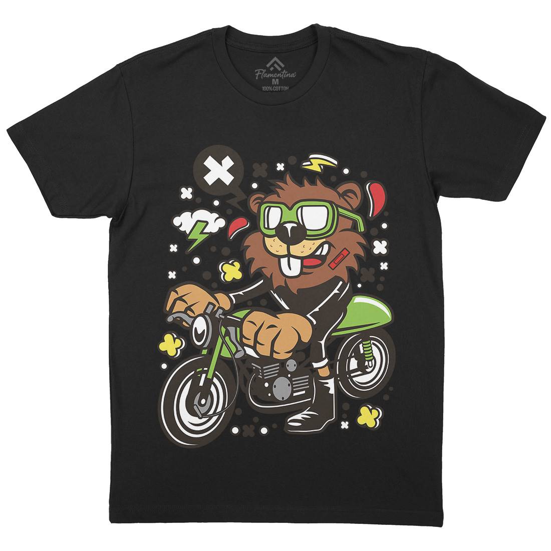 Beaver Racer Mens Organic Crew Neck T-Shirt Cars C495