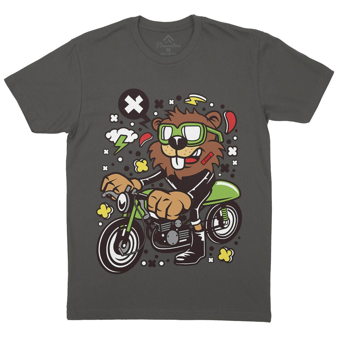 Beaver Racer Mens Organic Crew Neck T-Shirt Cars C495