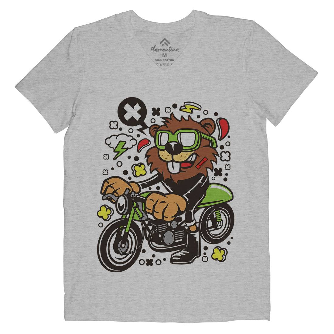 Beaver Racer Mens V-Neck T-Shirt Cars C495