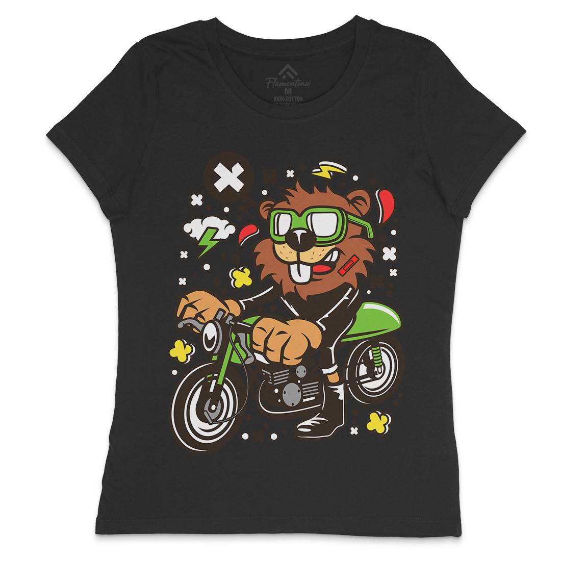 Beaver Racer Womens Crew Neck T-Shirt Cars C495
