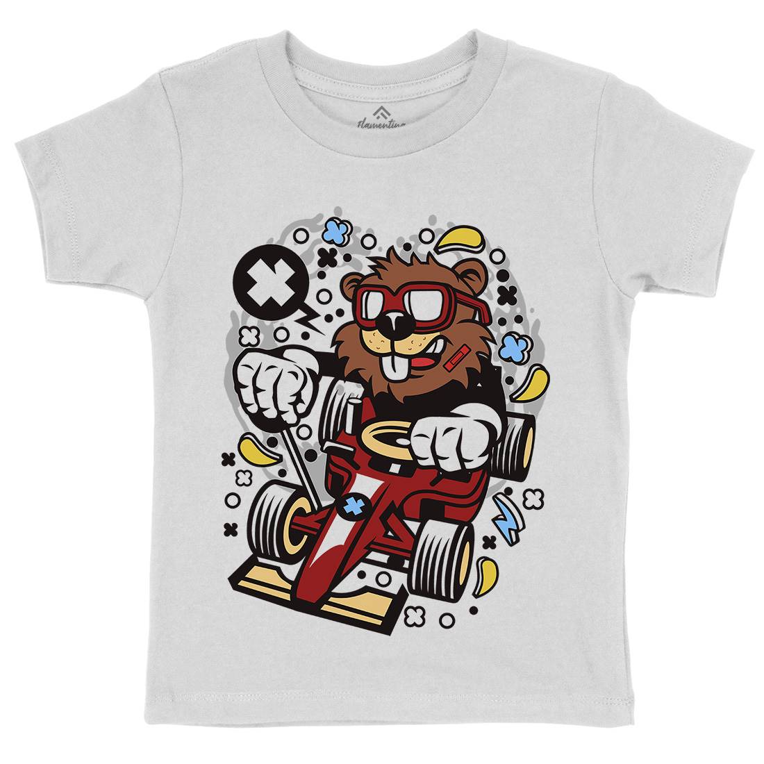 Beaver Racer Kids Organic Crew Neck T-Shirt Cars C496