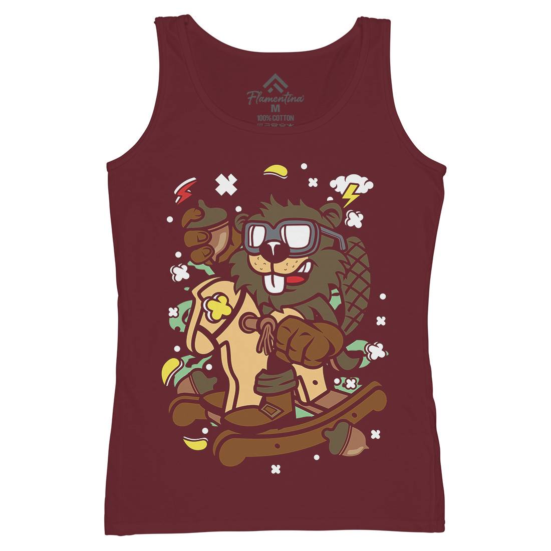 Beaver Rocking Horse Womens Organic Tank Top Vest Retro C497