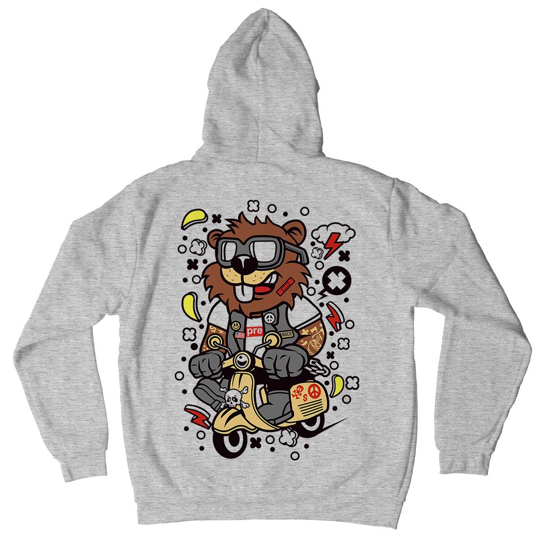 Beaver Scooter Mens Hoodie With Pocket Motorcycles C498