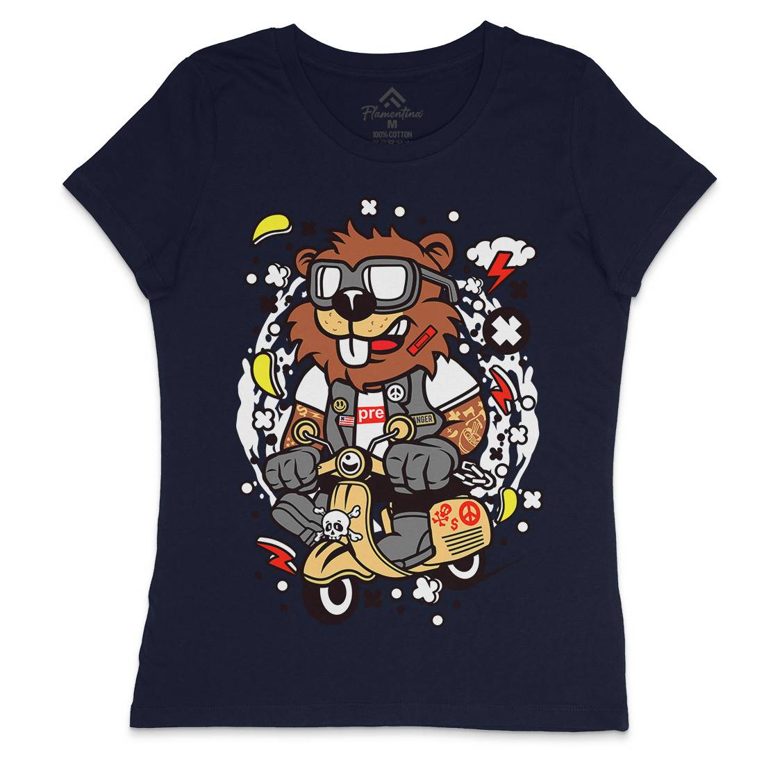 Beaver Scooter Womens Crew Neck T-Shirt Motorcycles C498