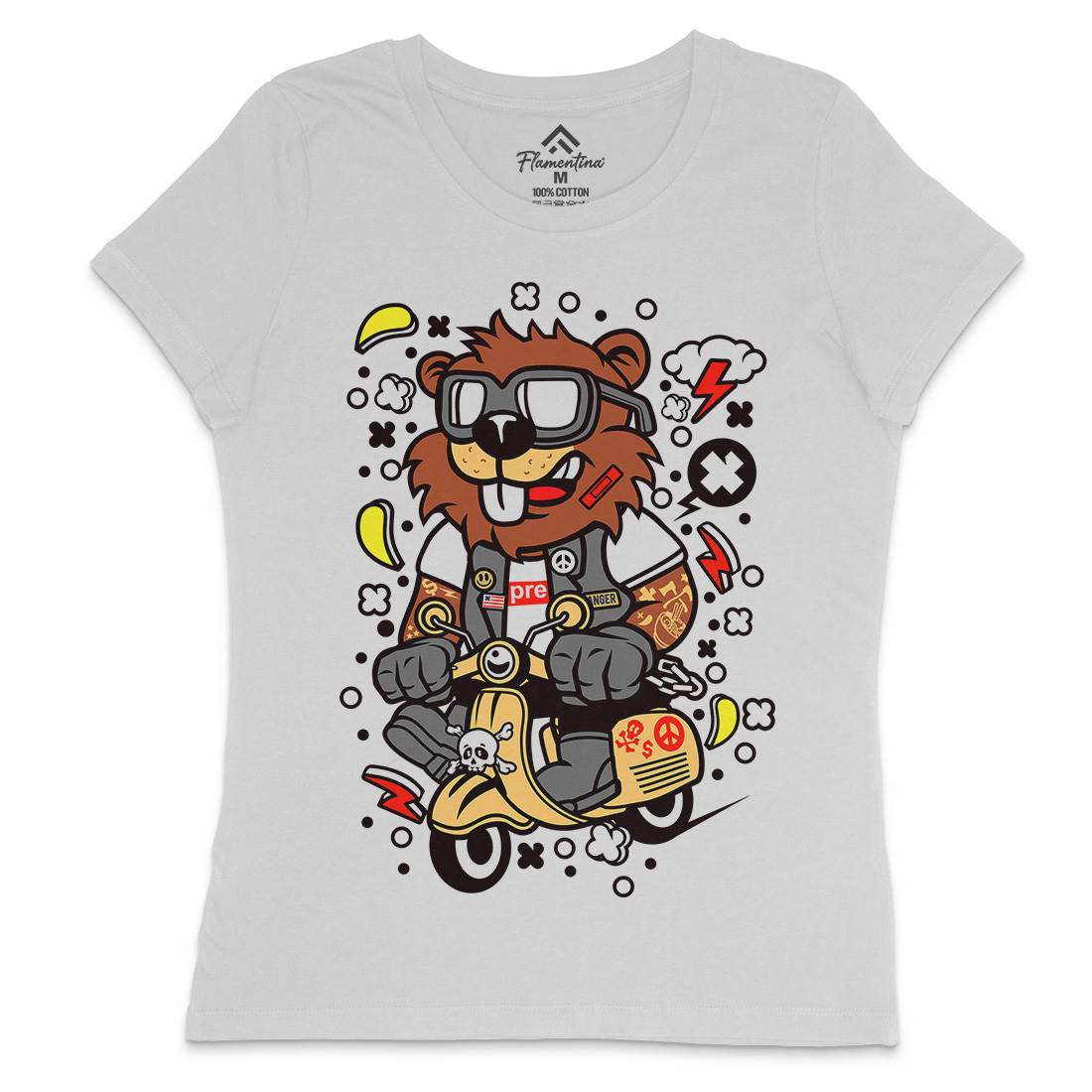 Beaver Scooter Womens Crew Neck T-Shirt Motorcycles C498