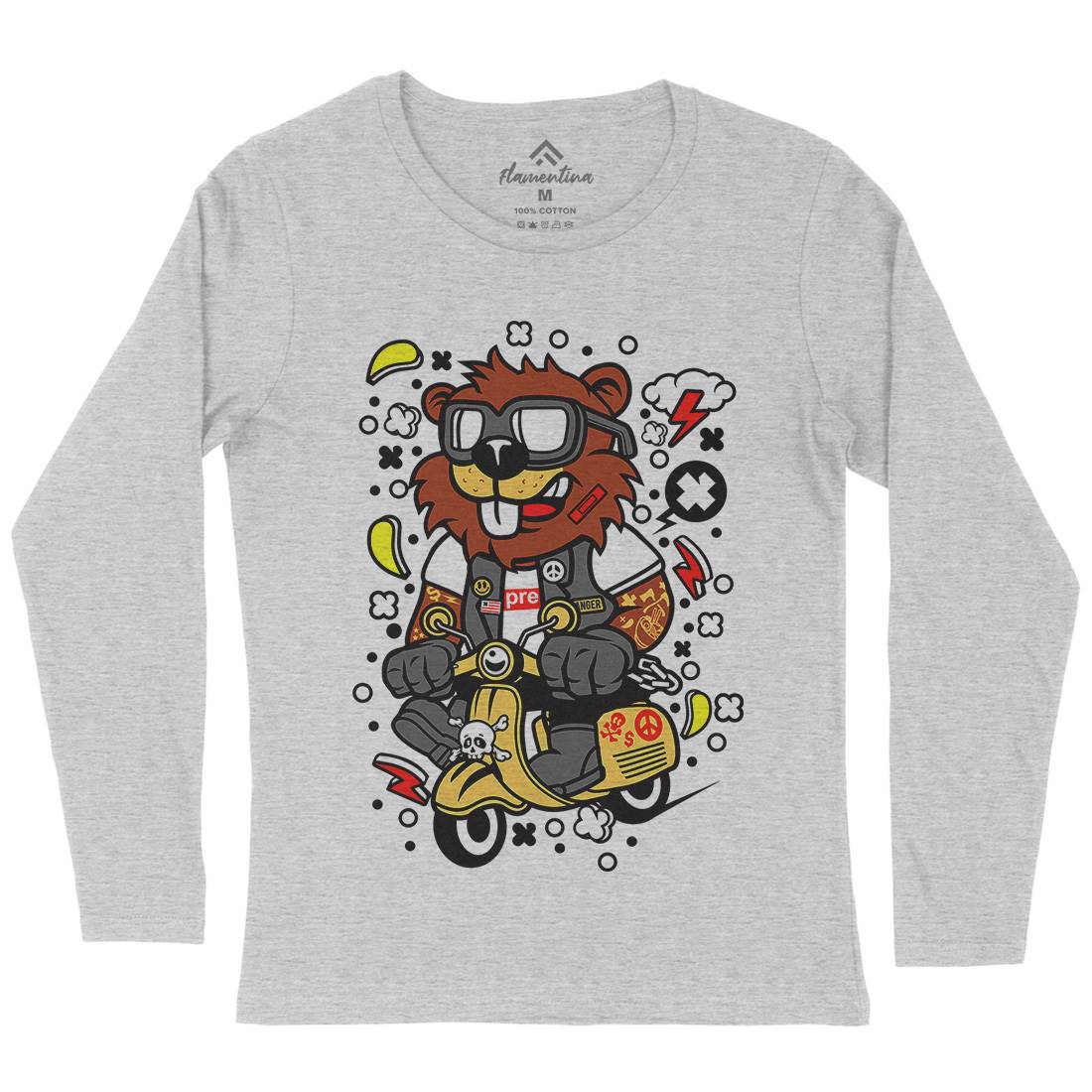 Beaver Scooter Womens Long Sleeve T-Shirt Motorcycles C498