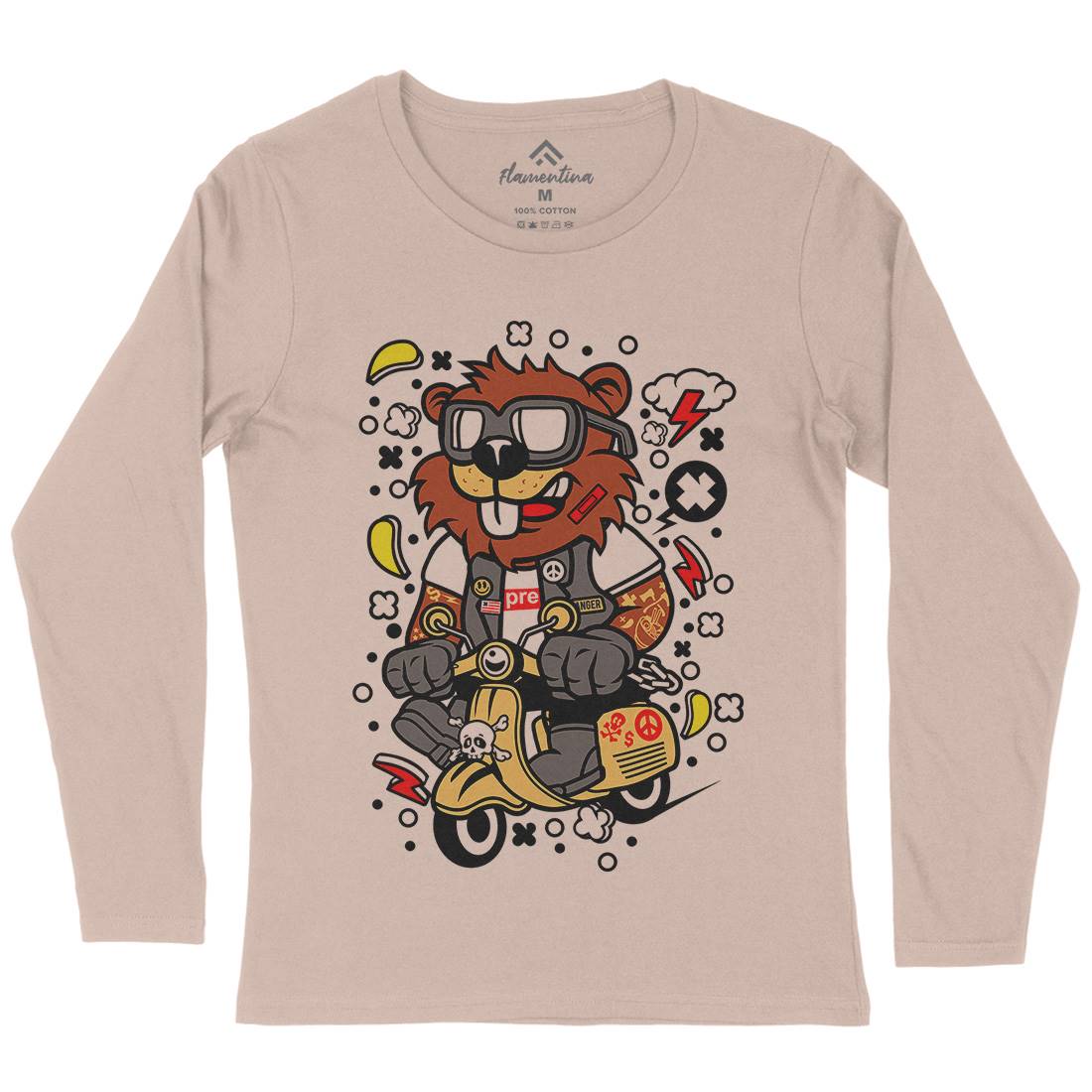 Beaver Scooter Womens Long Sleeve T-Shirt Motorcycles C498