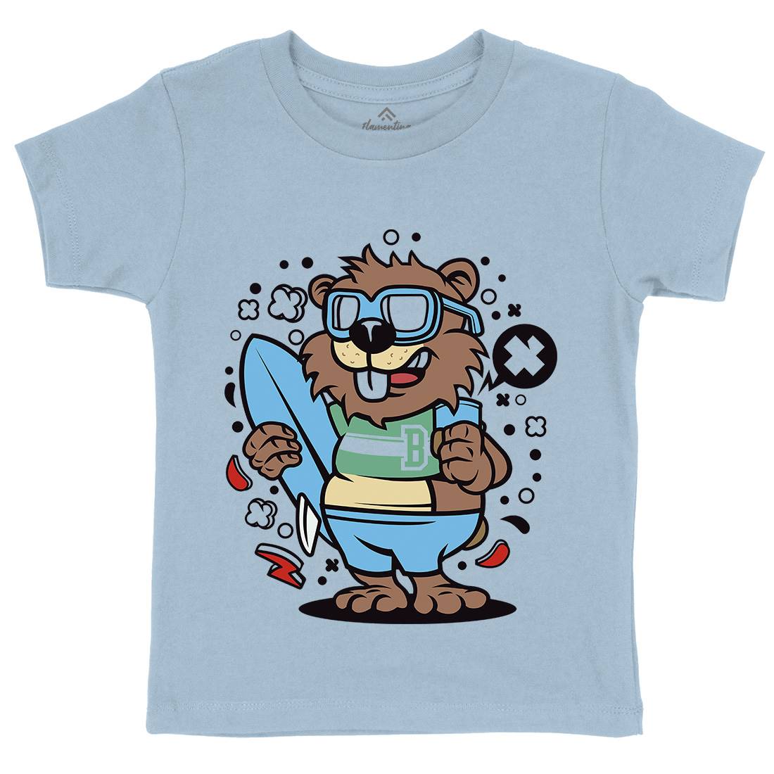 Beaver Surfing Kids Crew Neck T-Shirt Surf C499