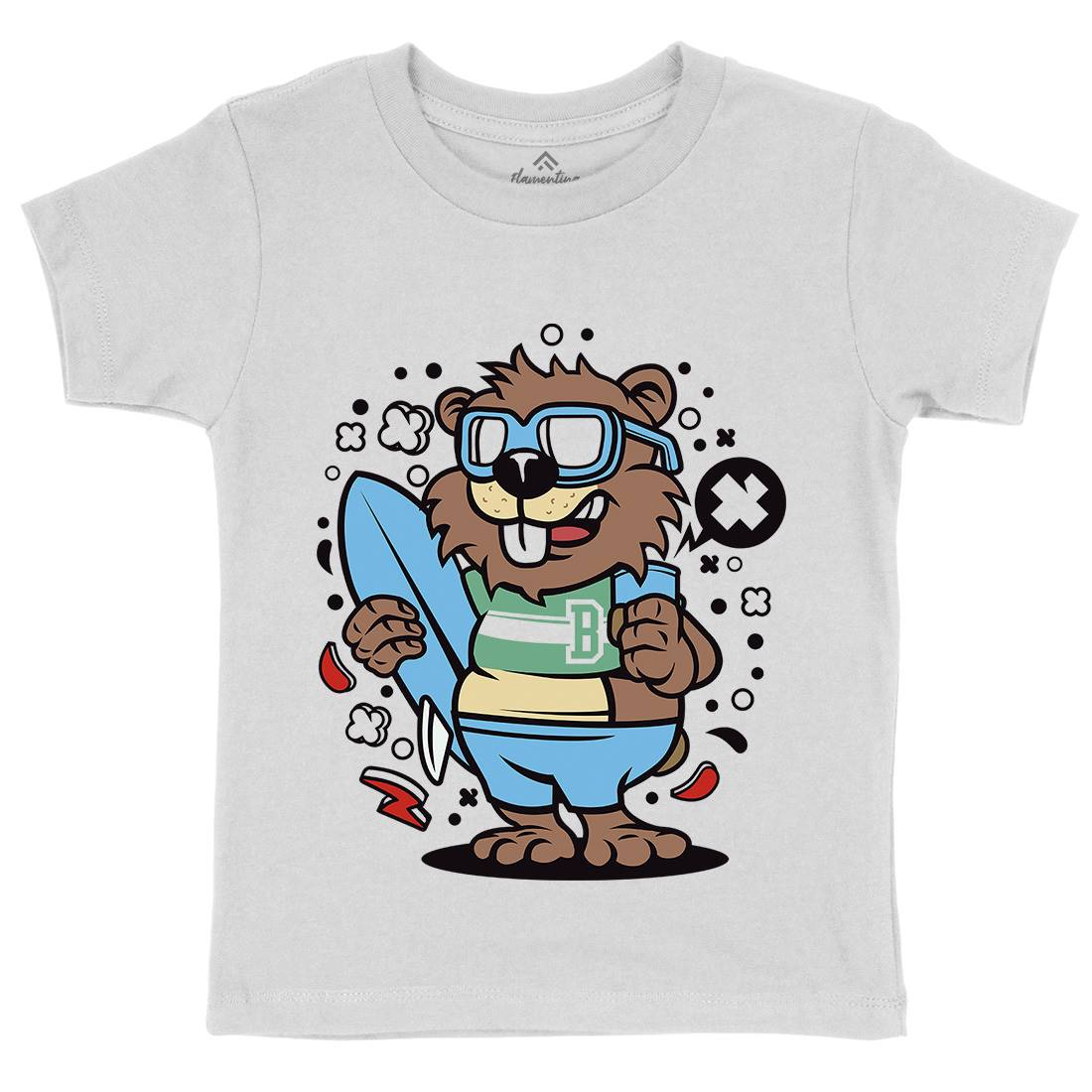 Beaver Surfing Kids Organic Crew Neck T-Shirt Surf C499