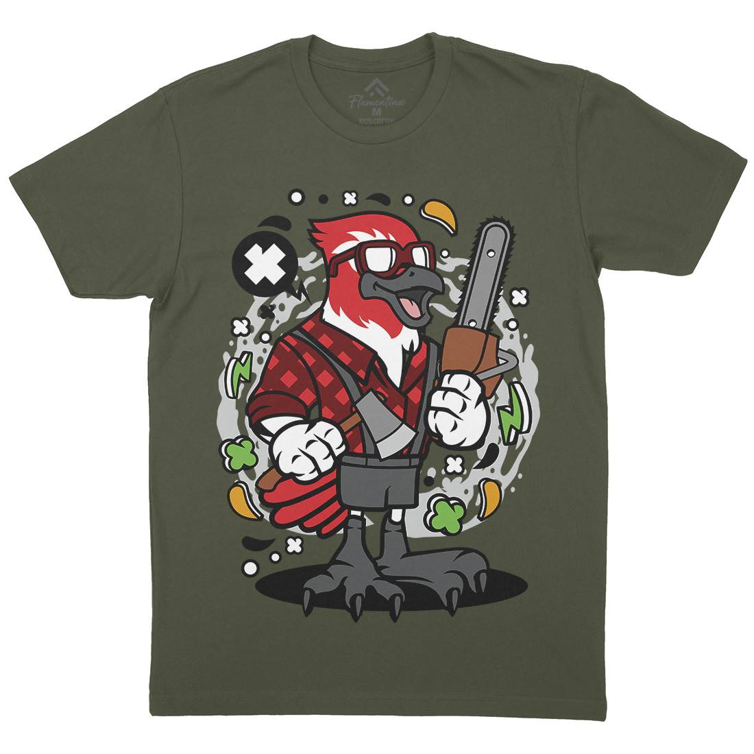 Bird Lumberjack Mens Organic Crew Neck T-Shirt Work C501