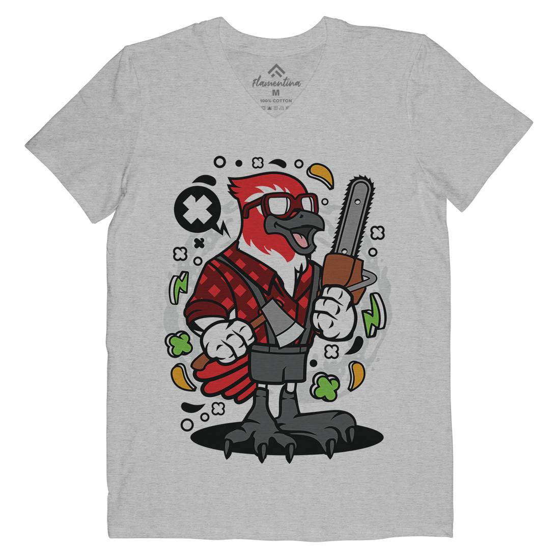 Bird Lumberjack Mens Organic V-Neck T-Shirt Work C501