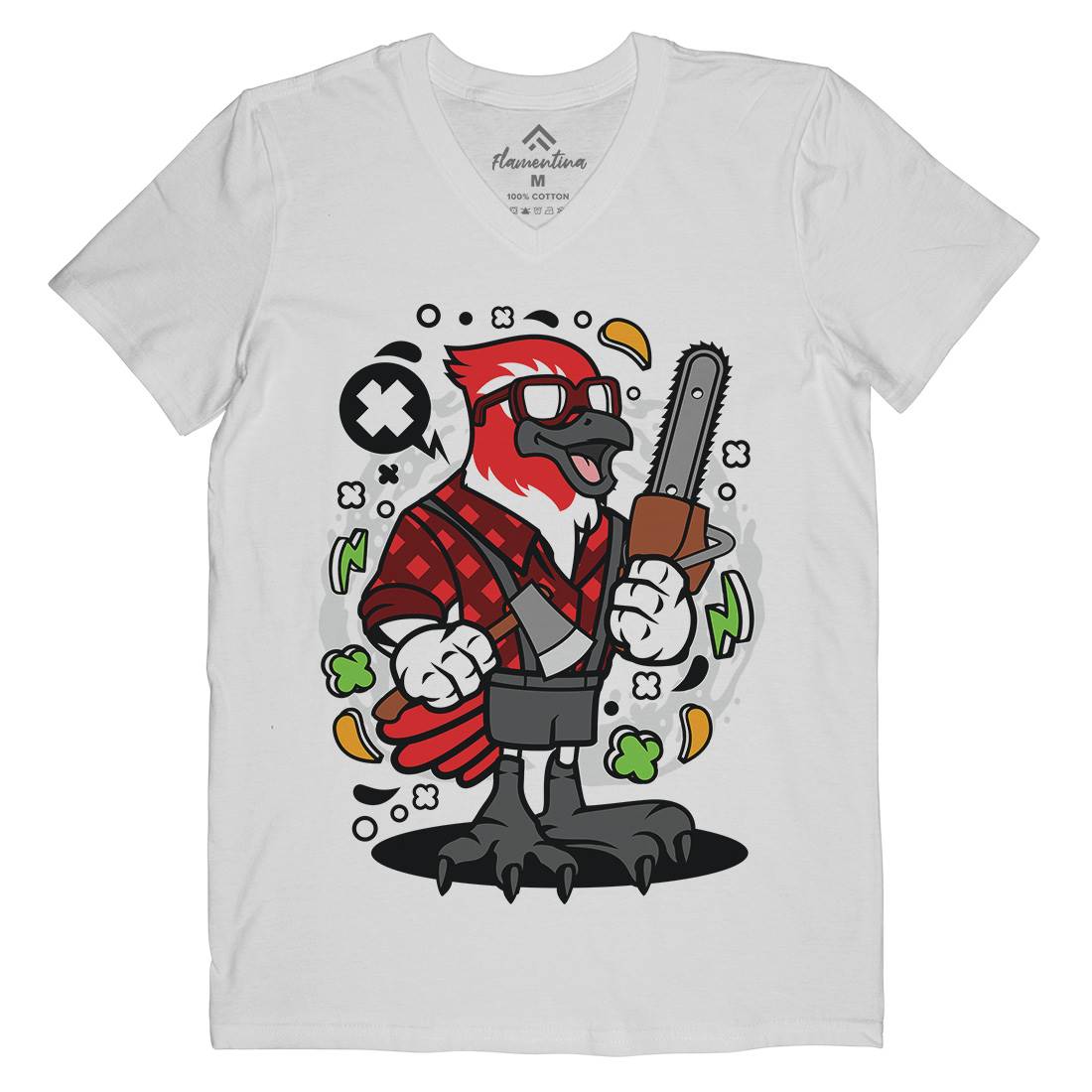 Bird Lumberjack Mens Organic V-Neck T-Shirt Work C501