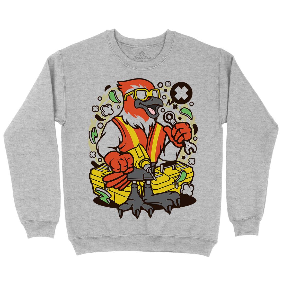 Bird Mechanic Worker Kids Crew Neck Sweatshirt Work C502