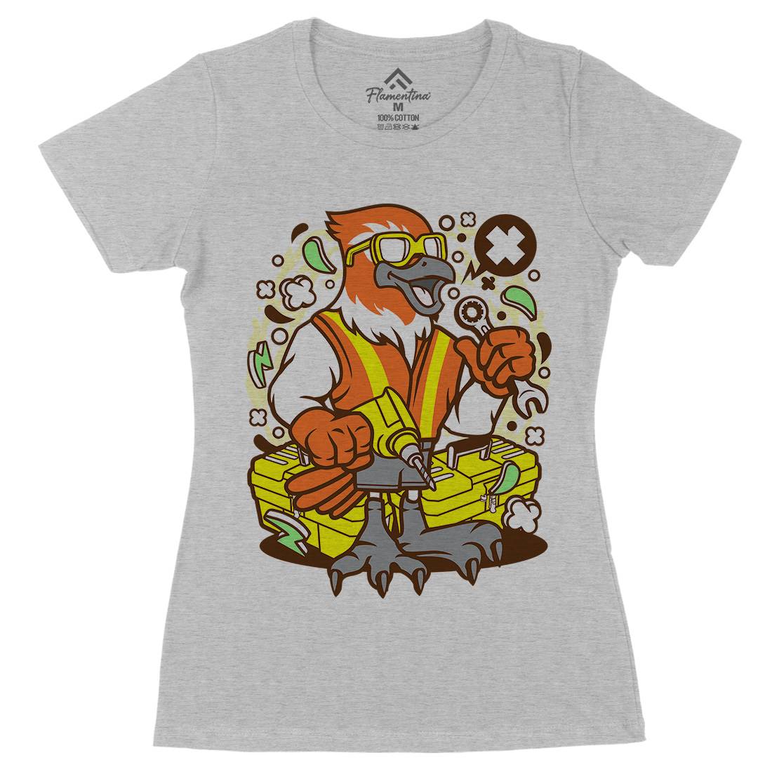Bird Mechanic Worker Womens Organic Crew Neck T-Shirt Work C502