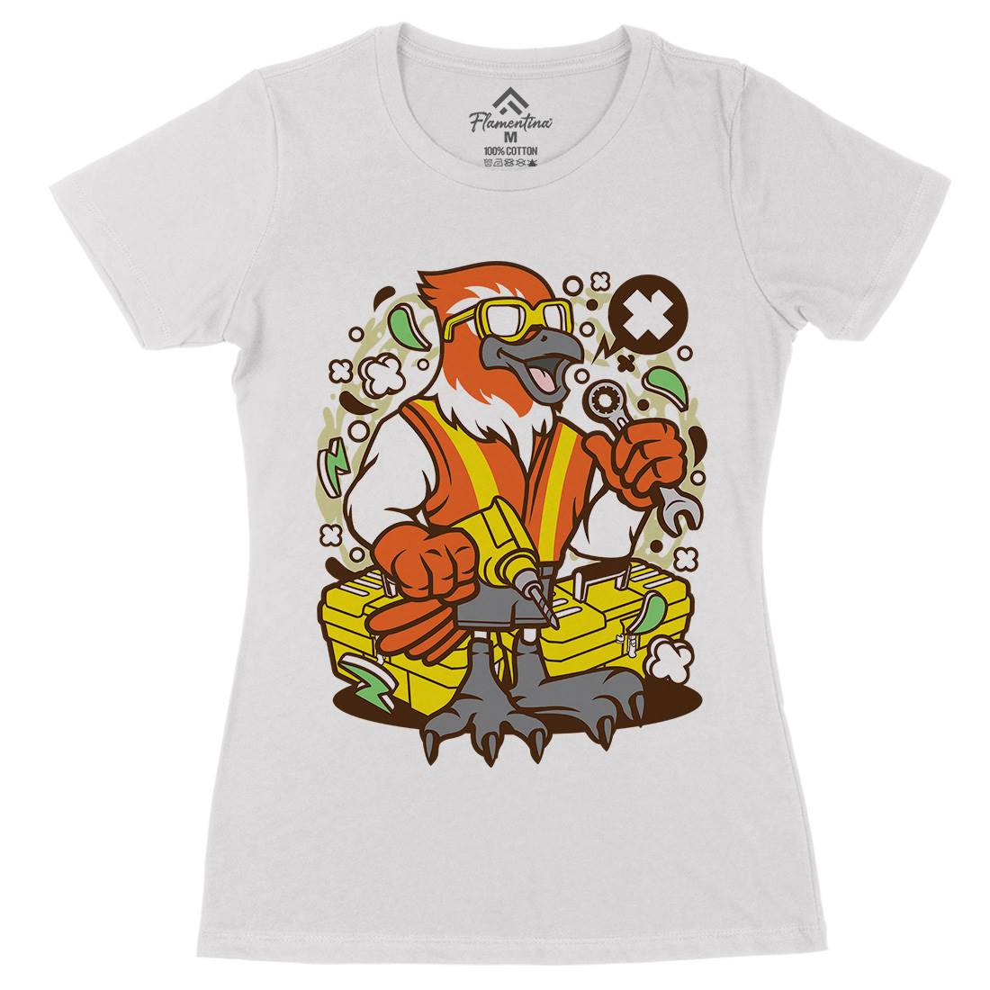 Bird Mechanic Worker Womens Organic Crew Neck T-Shirt Work C502
