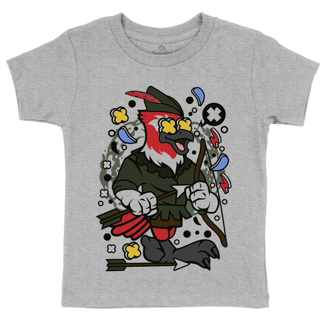 Bird Robin Hood Kids Organic Crew Neck T-Shirt Warriors C503