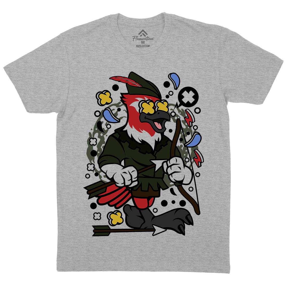 Bird Robin Hood Mens Organic Crew Neck T-Shirt Warriors C503
