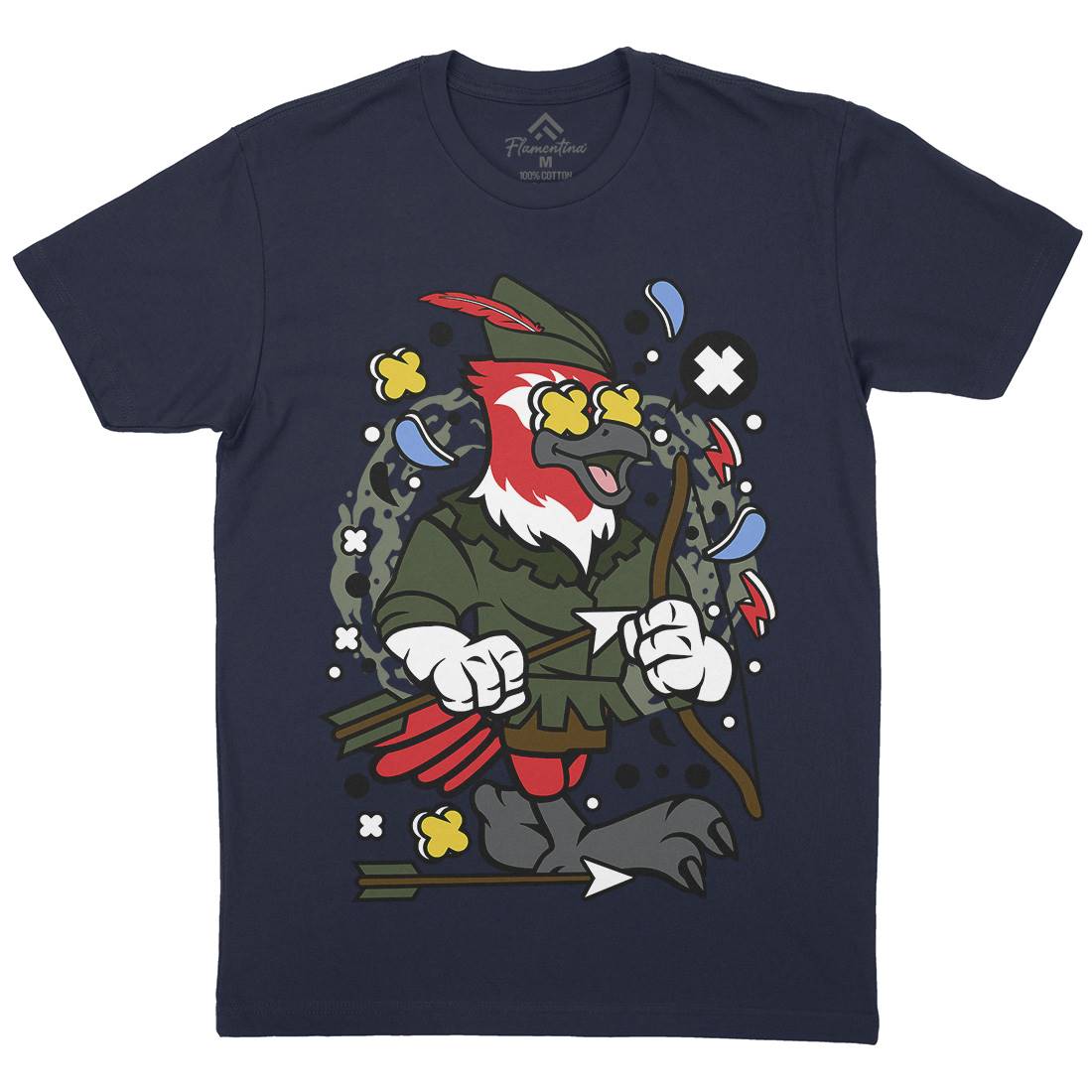 Bird Robin Hood Mens Organic Crew Neck T-Shirt Warriors C503
