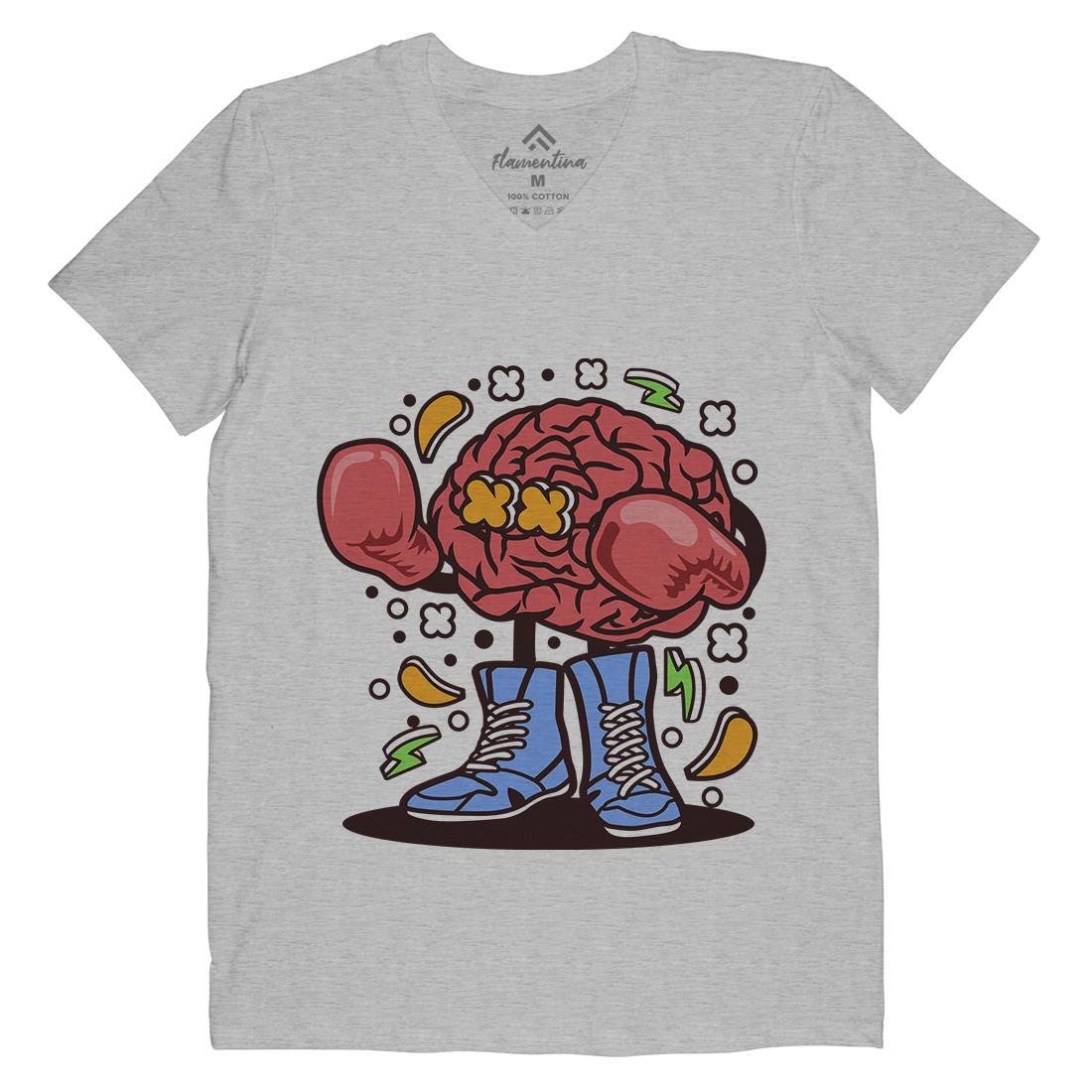 Brain Boxer Mens Organic V-Neck T-Shirt Sport C504