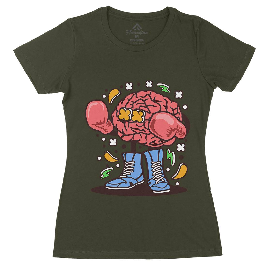 Brain Boxer Womens Organic Crew Neck T-Shirt Sport C504