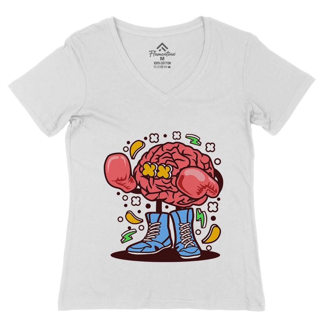 Brain Boxer Womens Organic V-Neck T-Shirt Sport C504