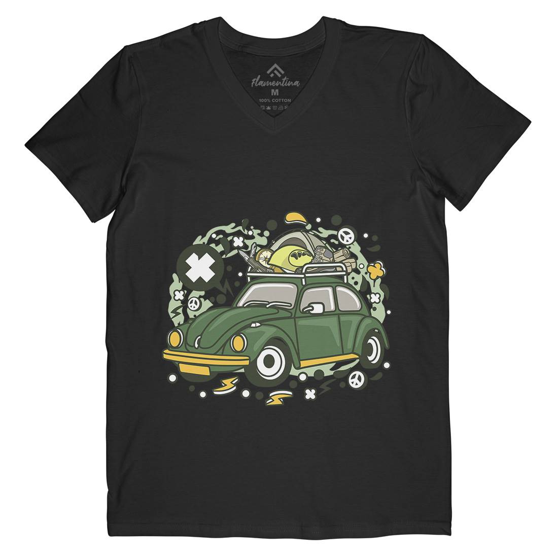 Camp Tour Mens Organic V-Neck T-Shirt Nature C507