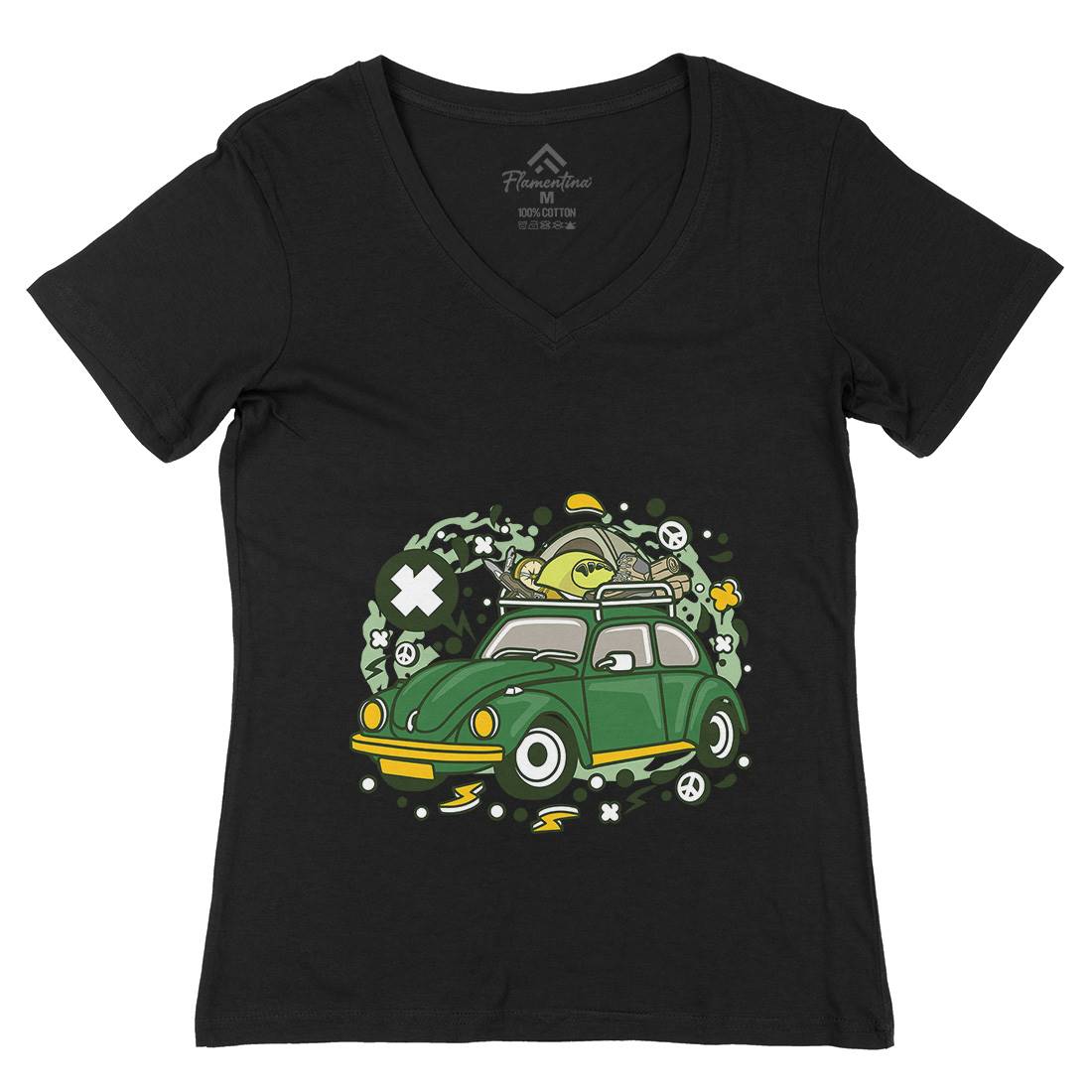 Camp Tour Womens Organic V-Neck T-Shirt Nature C507