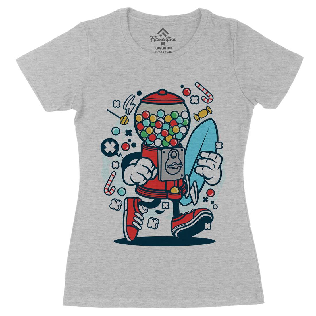 Candy Machine Surfer Womens Organic Crew Neck T-Shirt Surf C508