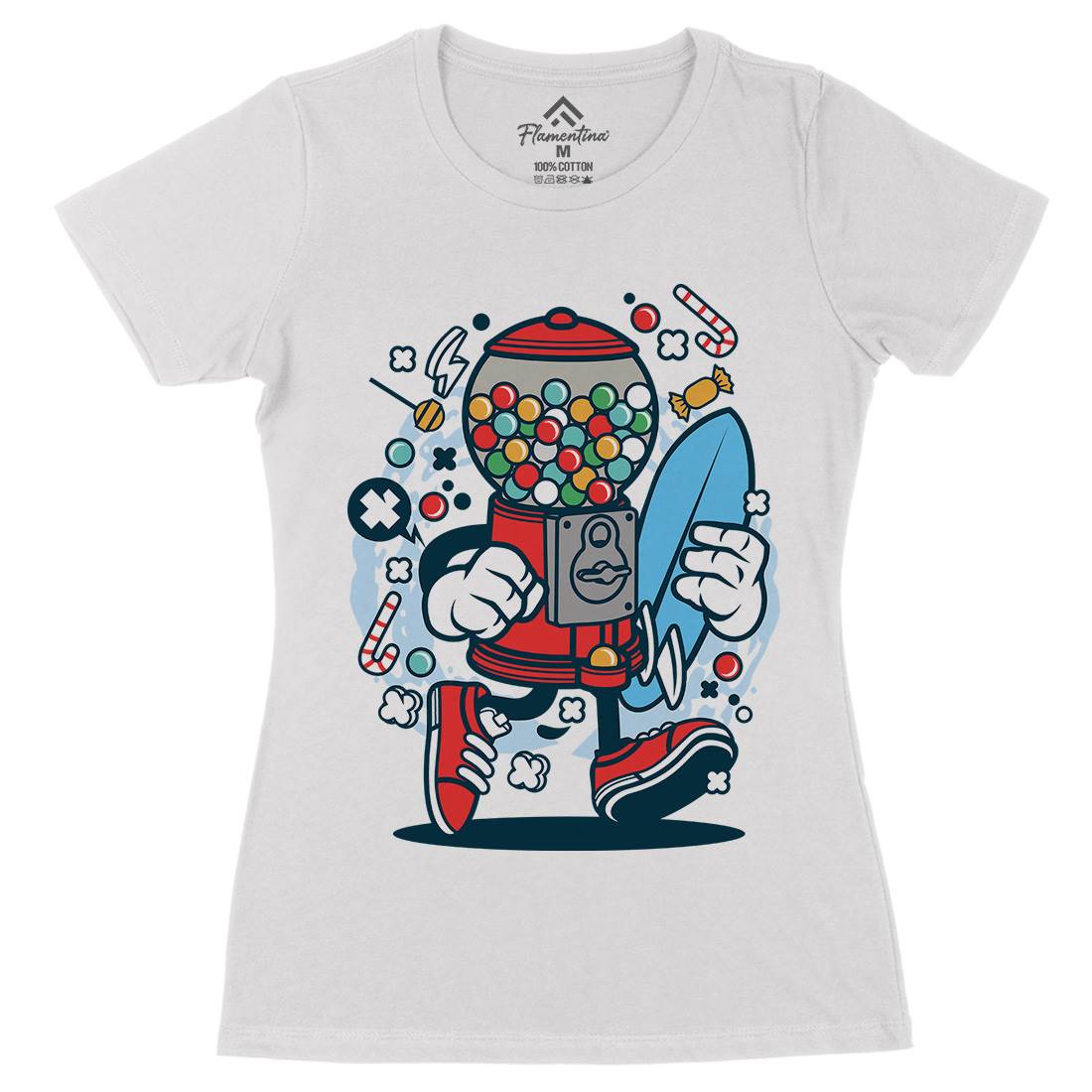 Candy Machine Surfer Womens Organic Crew Neck T-Shirt Surf C508