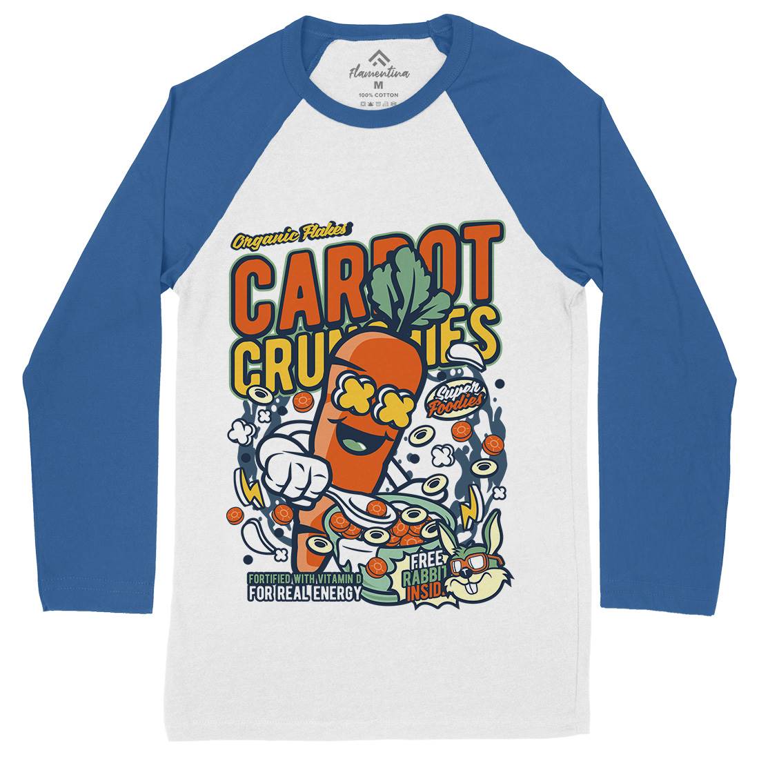 Carrot Crunchies Mens Long Sleeve Baseball T-Shirt Food C509