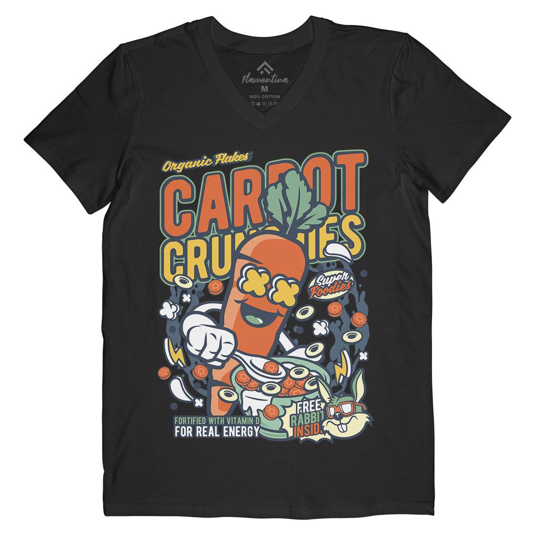 Carrot Crunchies Mens Organic V-Neck T-Shirt Food C509