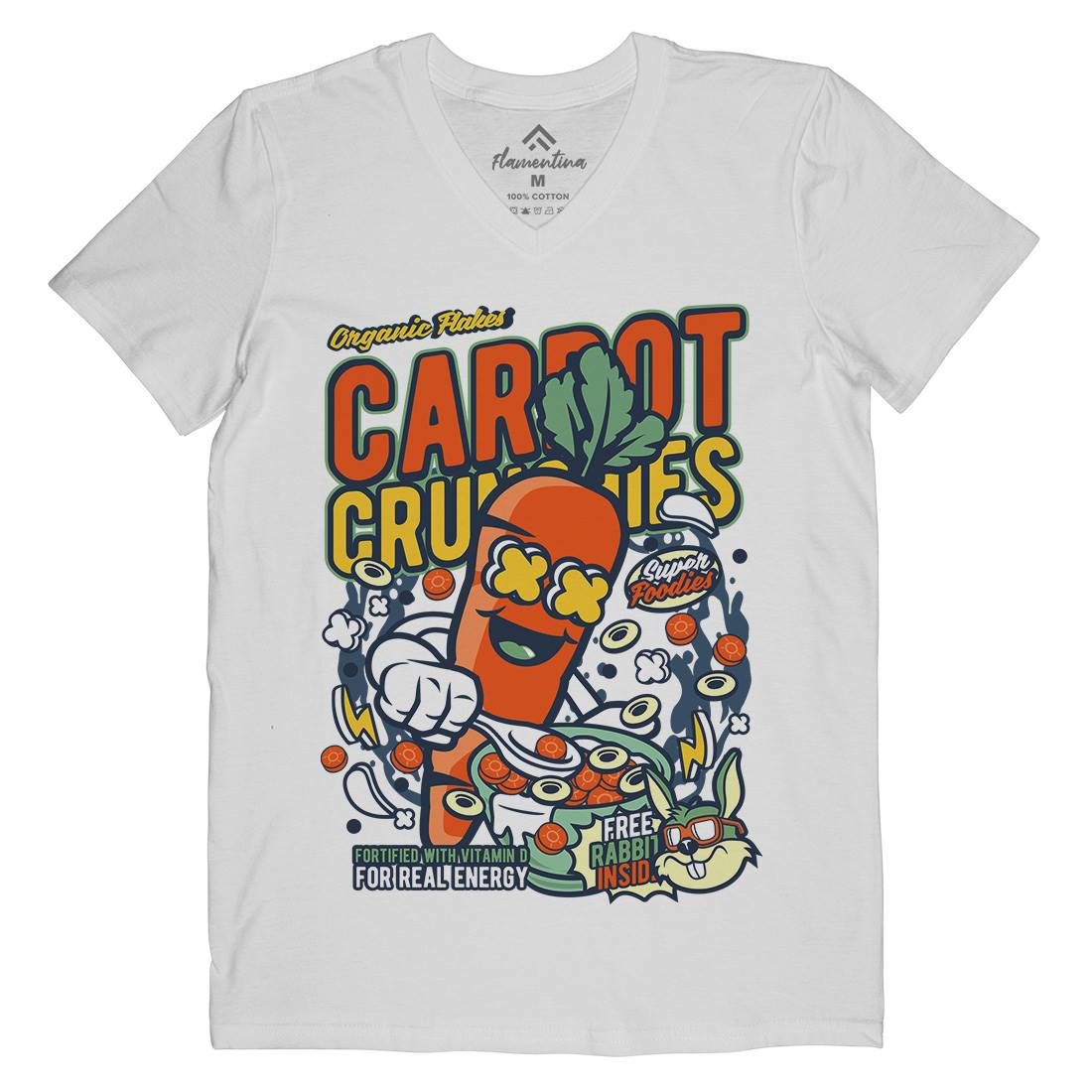 Carrot Crunchies Mens Organic V-Neck T-Shirt Food C509