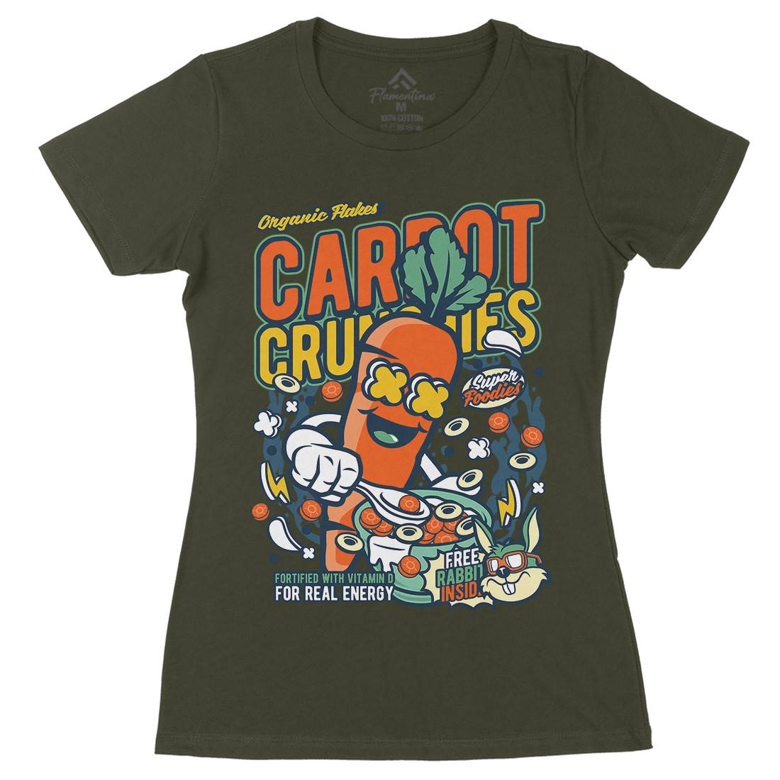 Carrot Crunchies Womens Organic Crew Neck T-Shirt Food C509