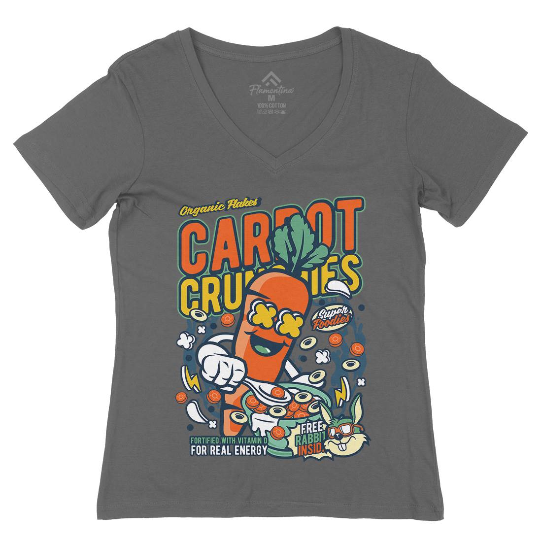 Carrot Crunchies Womens Organic V-Neck T-Shirt Food C509