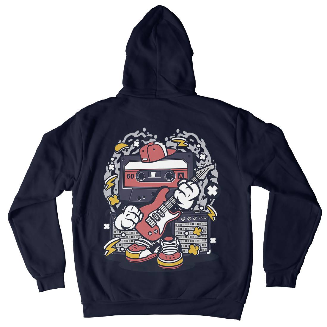 Cassette Rock Star Mens Hoodie With Pocket Music C511