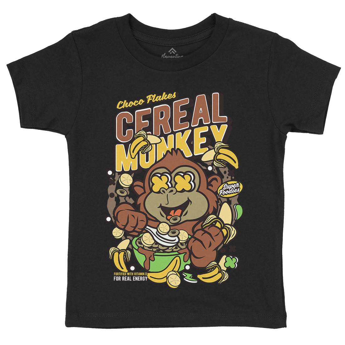 Cereal Monkey Kids Organic Crew Neck T-Shirt Food C512